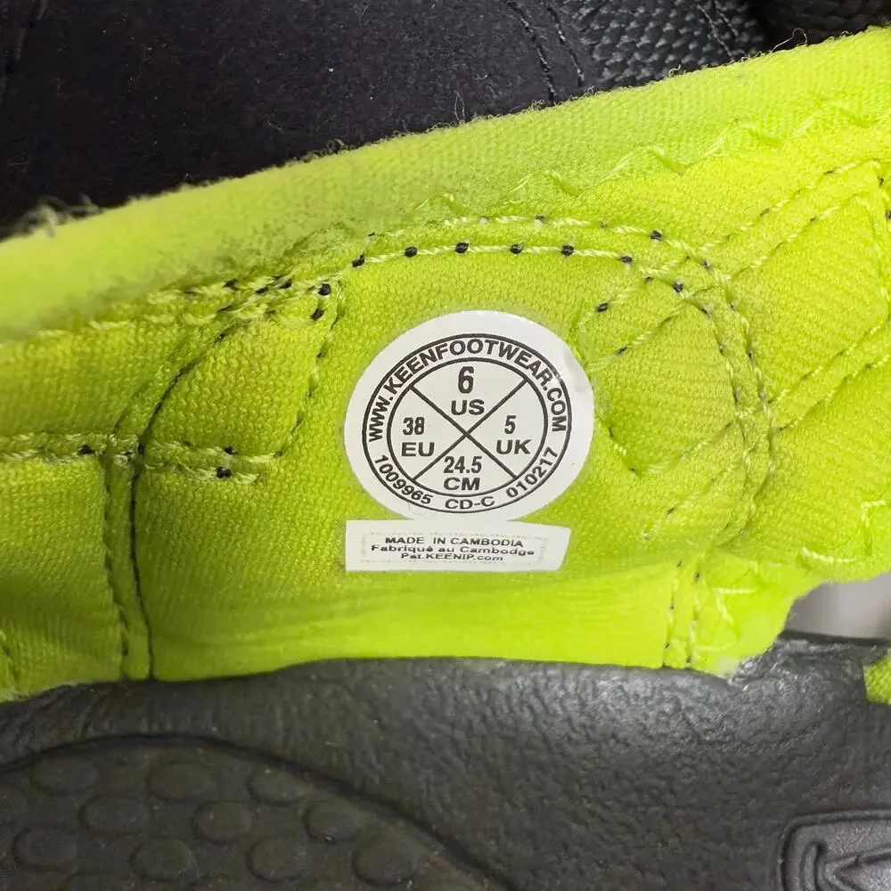 Keen Newport H2 Sandals Big Kids 6 Black Neon Green Hiking Sandals EUC - Picture 11 of 13